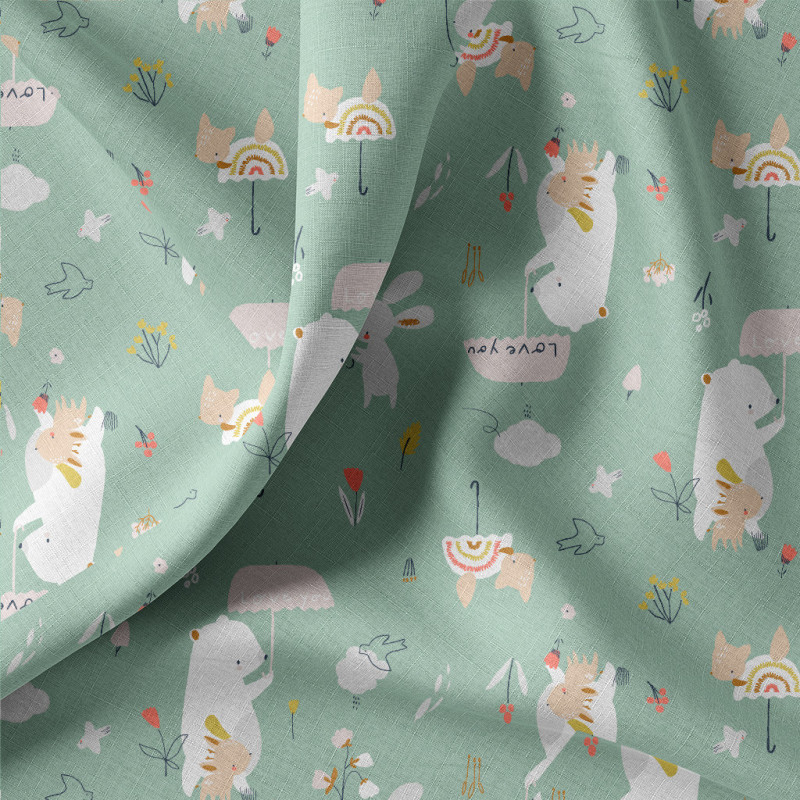 Printed Cotton GONTRAND Verdigris / Petal